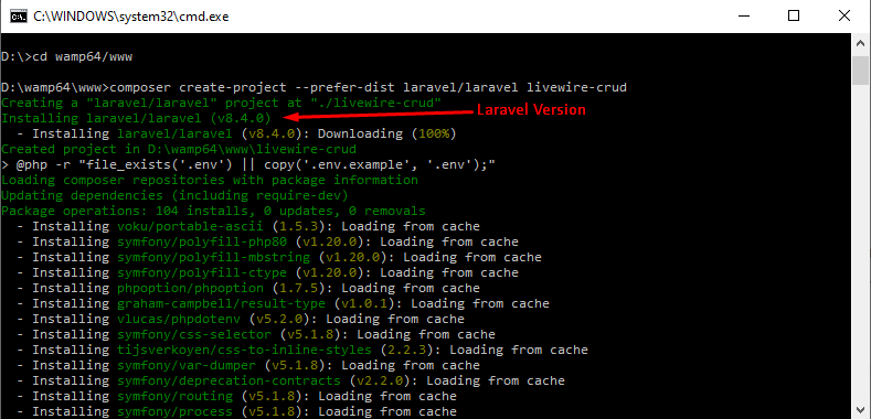 Laravel Livewire CRUD Modals Bootstrap Project Installation Progres