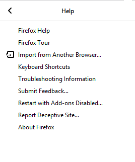 Help About Firefox
