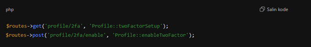 Konfigurasi Route 2FA Codeigniter 4