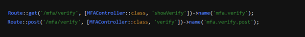 Routes Verifikasi MFA Setelah Login