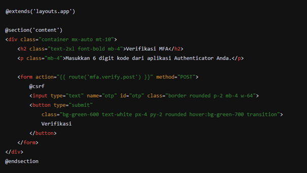 View Blade verifikasi MFA