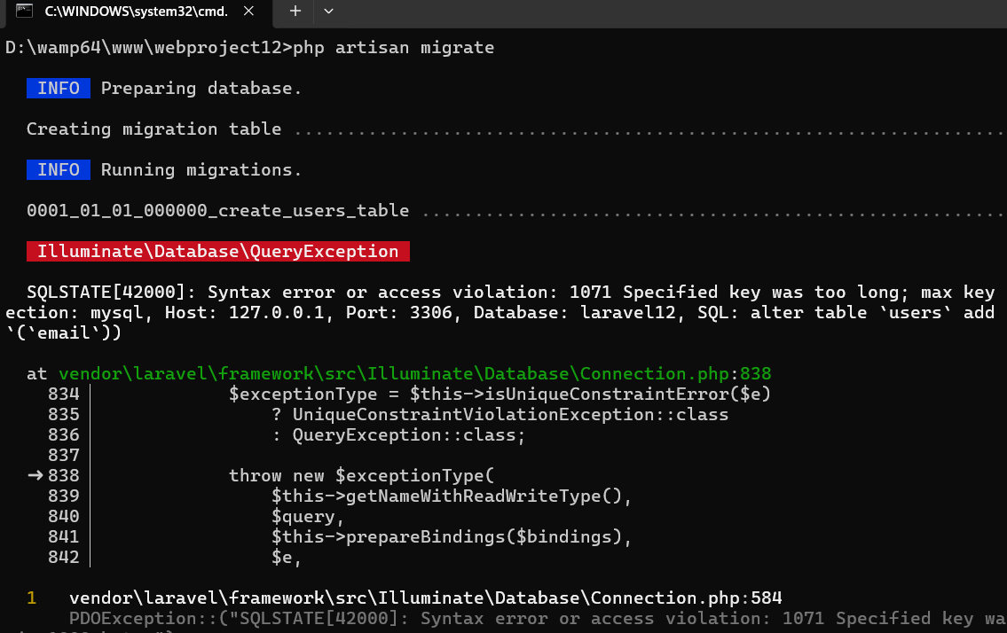 Error Migrate