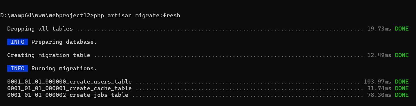 Laravel Migrate Refresh