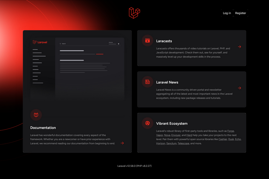 Landing Page Laravel 12 breeze Vuew Js Auth Scaffolding