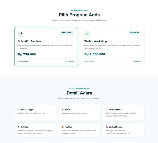Website Registrasi dan Manajemen Peserta Workshop Detail Acara